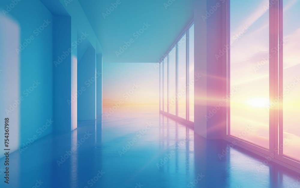 Multiracial people enjoying the view of the ocean through large windows in a spacious room