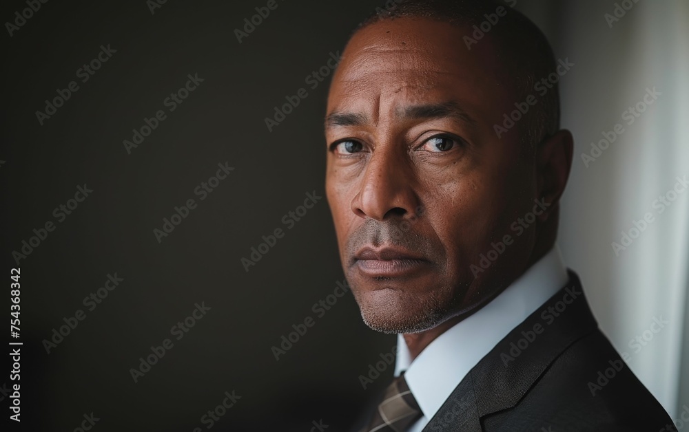A close up of a multiracial person wearing a formal suit and tie A close up of a multiracial person wearing a formal suit and tie
