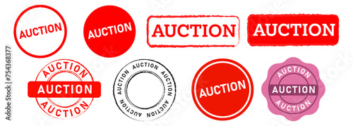 auction rectangle and circle stamp label sticker sign for authority verdict judicial