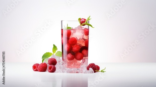 Juice or lemonade in a glass, made from different fruits and berries. A refreshing refreshing drink. A healthy organic drink. Proper nutrition and diet.