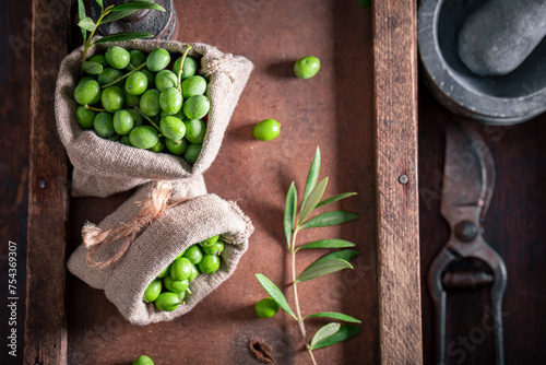 Raw and fresh olives for th...