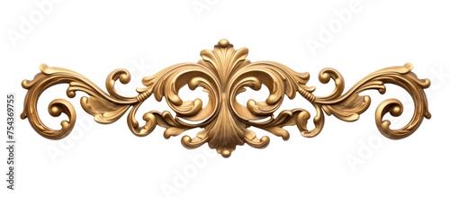 A detailed brass decorative piece, possibly a drawer pull, with intricate designs and a gold finish, displayed on a clean white background. The intricate details and shiny finish of the brass piece