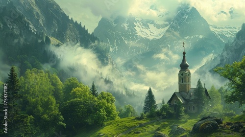 Church bells in a serene mountain valley