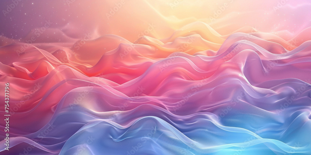 Obraz premium Vibrant Abstract Sky with Waves, Clouds, and Sun in Colorful Background Illustration