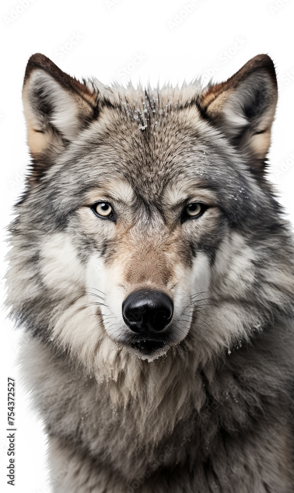 face of a serious wolf on a white background photo сreated with Generative Ai face of a serious wolf on a white background photo сreated with Generative Ai