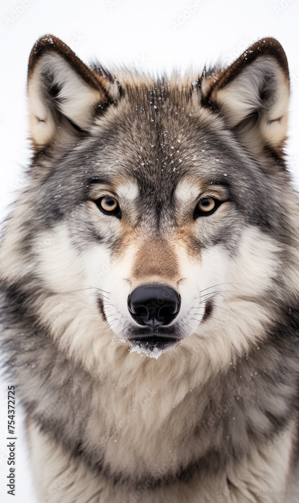 face of a serious wolf on a white background photo сreated with Generative Ai face of a serious wolf on a white background photo сreated with Generative Ai