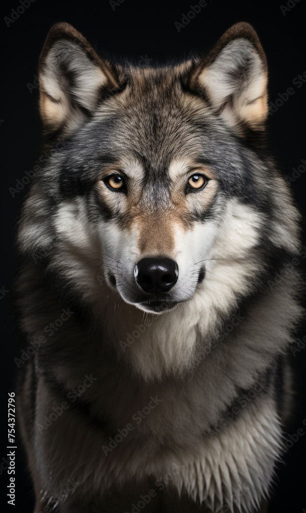 face of a serious wolf on a white background photo сreated with Generative Ai face of a serious wolf on a white background photo сreated with Generative Ai