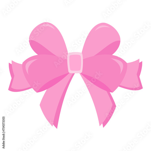 Illustration of pink ribbon bow for a gift