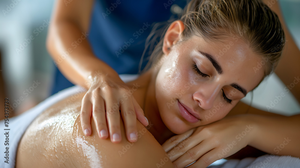 Soothing Massage Therapy Session in a Serene Spa Setting Soothing Massage Therapy Session in a Serene Spa Setting