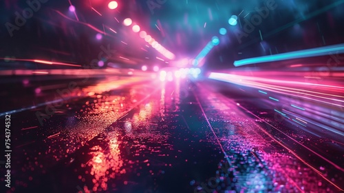 A bright, vibrant pink and blue neon streak on a dark background