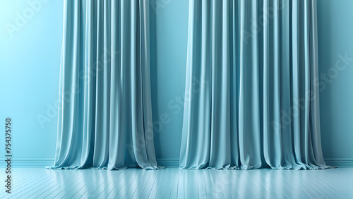 Dynamic 3D Blue Curtain Decoration Enlivening Theater Stage and Show Performances