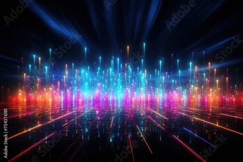 Abstract Colorful Lights in a Dark Room Generative AI © Johnathan