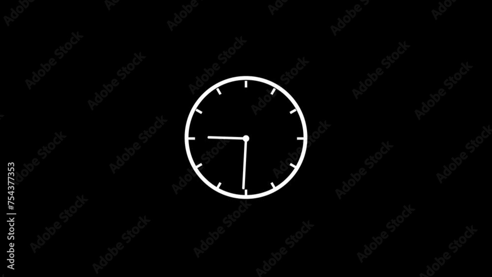 Clock icon animation. clock's hand speed rotation. 2d clock isolate on black. 12 hours time lapse clock. fast clock icon. Clock icon animation. clock's hand speed rotation. 2d clock isolate on black. 12 hours time lapse clock. fast clock icon.