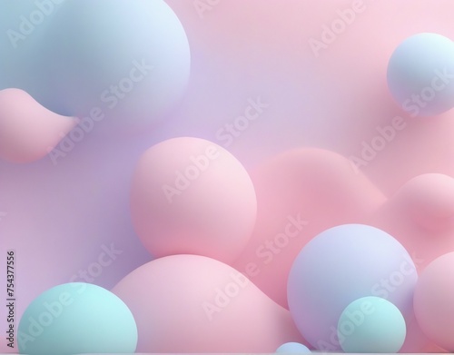 6. R-shaped 3D illustration of a wavy cloud and circle using pink  purple  and several pastel colors.