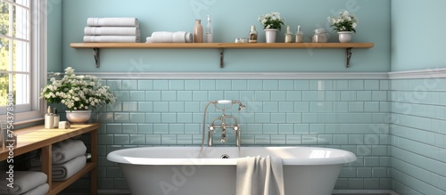 bathroom with subway tile and a variety of deep forest style