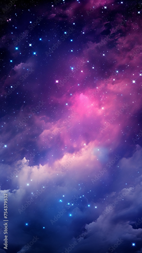 Naklejka premium a blue and purple universe wallpaper with stars, in the style of light pink and dark cyan сreated with Generative Ai