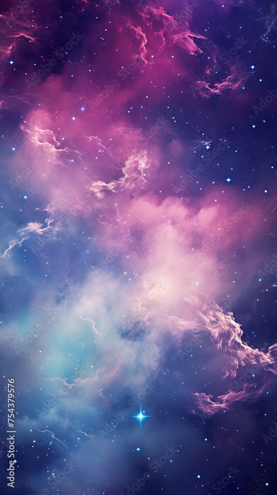 a blue and purple universe wallpaper with stars, in the style of light pink and dark cyan сreated with Generative Ai