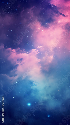 a blue and purple universe wallpaper with stars, in the style of light pink and dark cyan сreated with Generative Ai © Andrii Yablonskyi