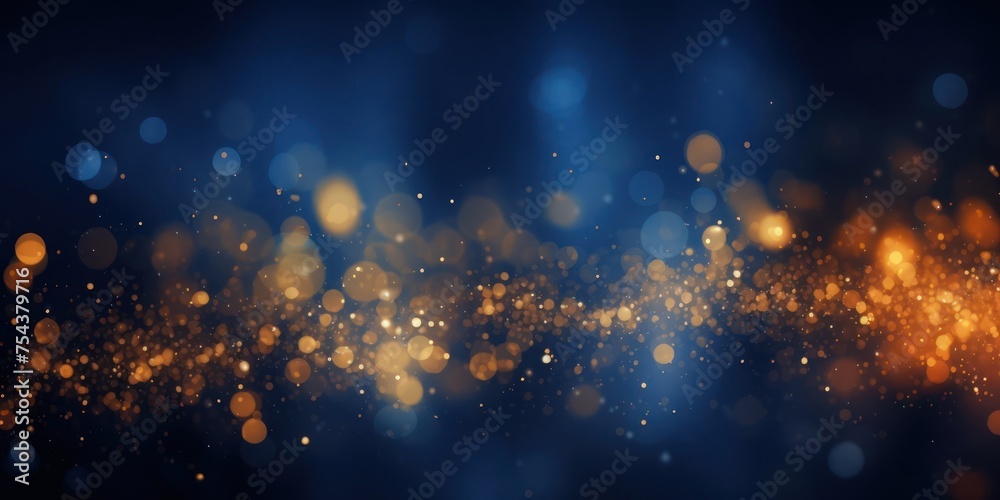 Blurry Gold and Blue Sparkles Generative AI