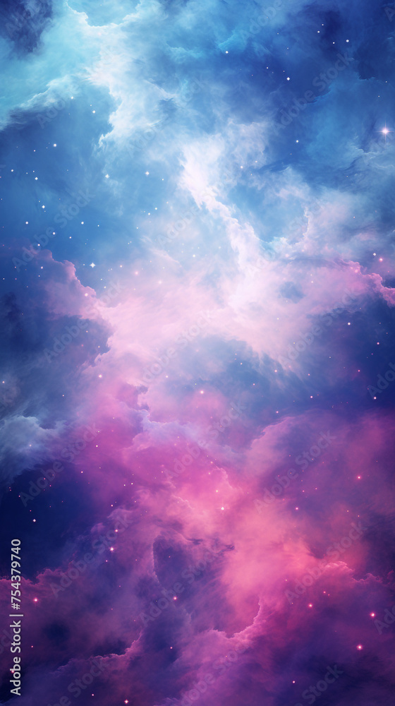 Fototapeta premium a blue and purple universe wallpaper with stars, in the style of light pink and dark cyan сreated with Generative Ai