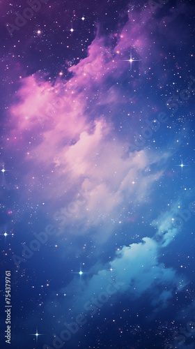 a blue and purple universe wallpaper with stars, in the style of light pink and dark cyan сreated with Generative Ai © Andrii Yablonskyi