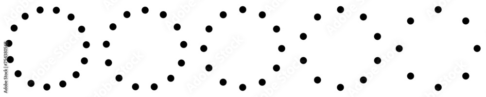 5 CERCLES AVEC POINTS RONDS. Cercles en pointillés avec points noirs parfaitement ronds - obrazy, fototapety, plakaty 