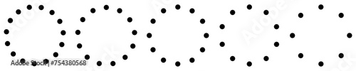 5 CERCLES AVEC POINTS RONDS. Cercles en pointillés avec points noirs parfaitement ronds photo