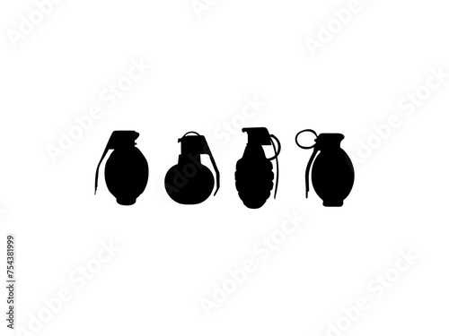Hand grenade silhouette isolated on a white background.