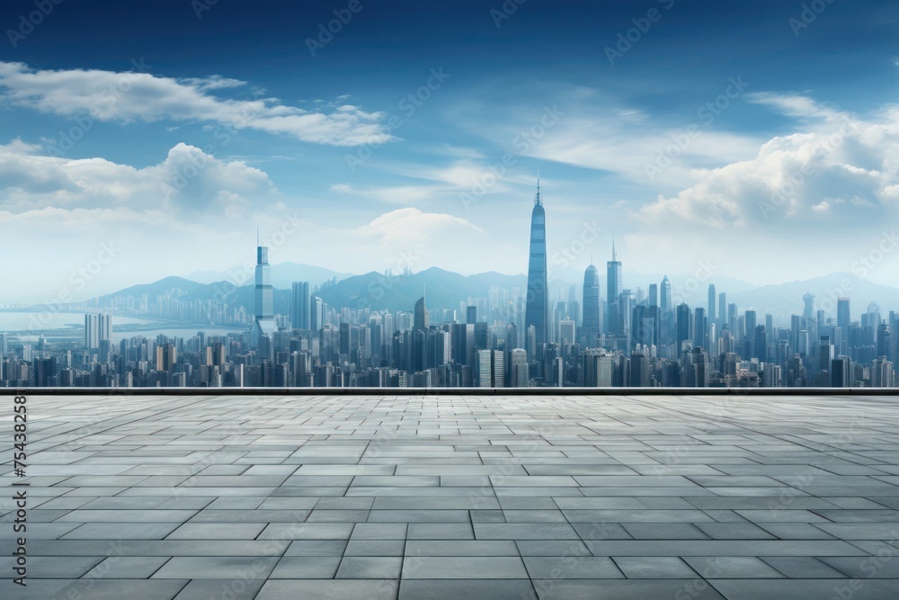 Fototapeta premium Empty Room With City View Generative AI