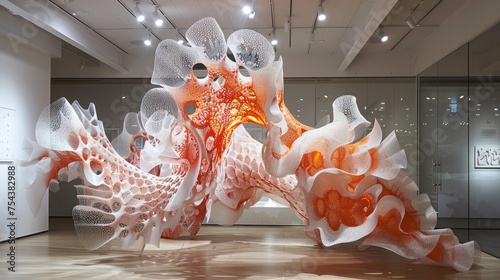 A bioart installation using living cells to create dynamic, evolving sculptures