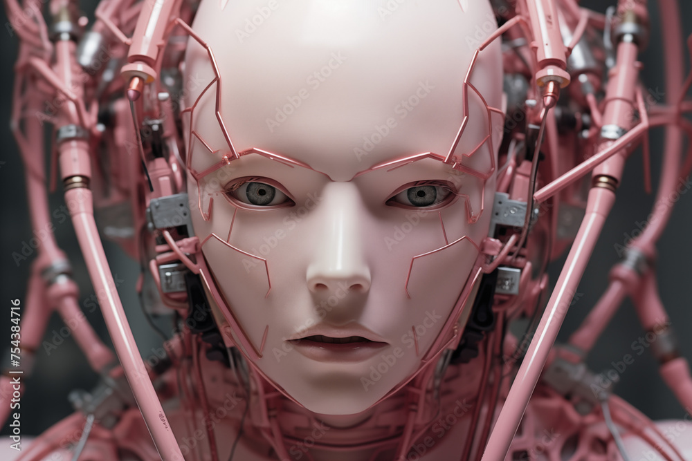 Female image of artificial intelligence in the real world.