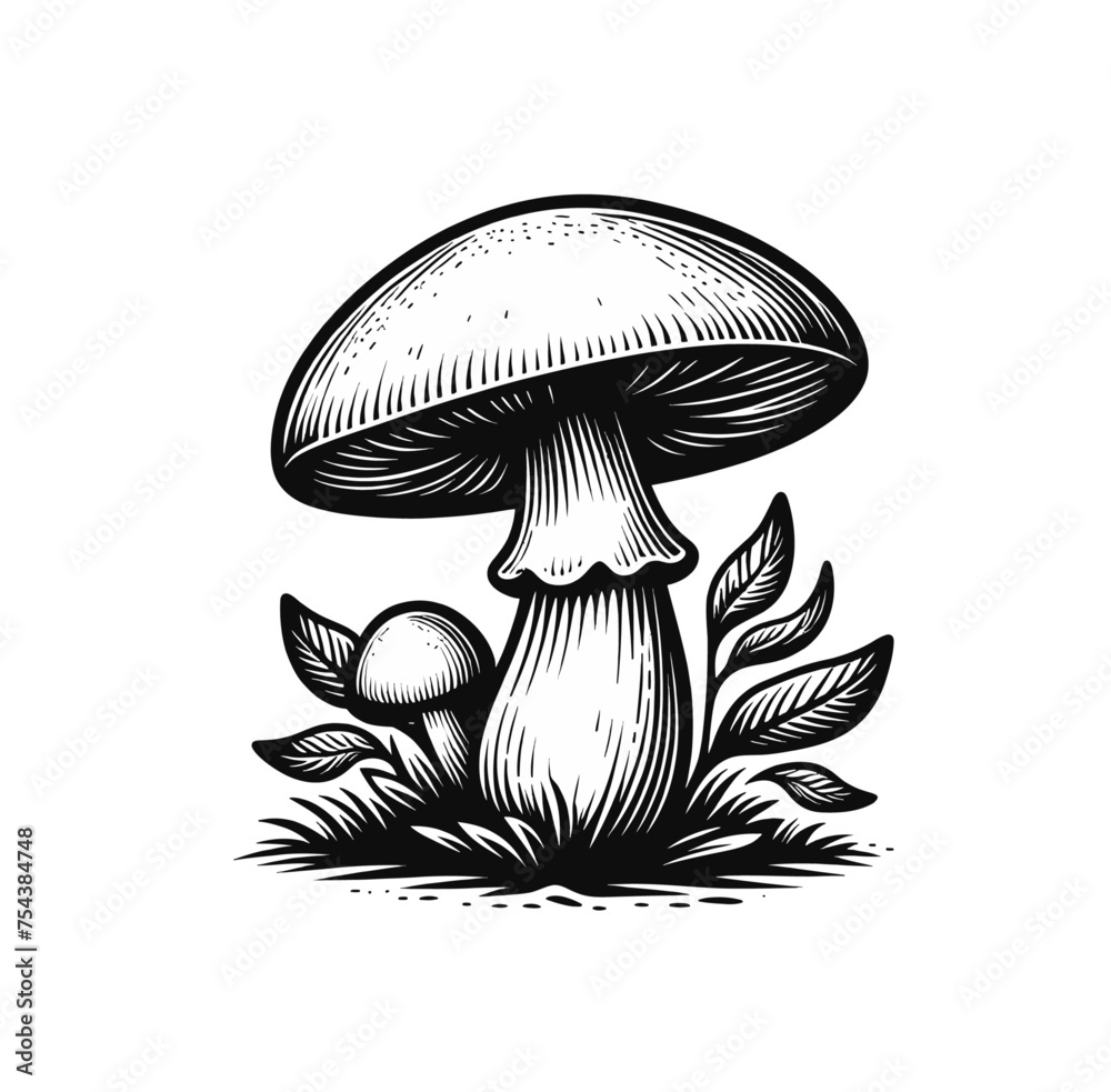 Mushroom isolated monochrome vector illustration