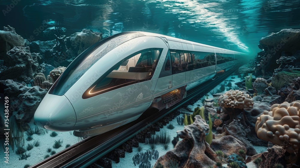 High speed underwater train connecting continents
