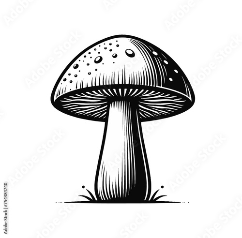 Mushroom isolated monochrome vector illustration