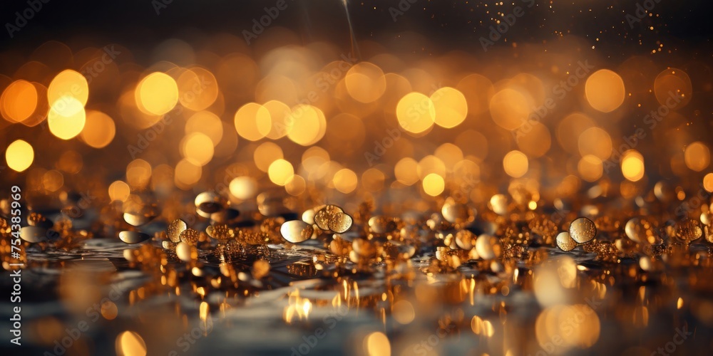 Close Up of Gold Particles on a Surface Generative AI
