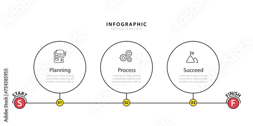 Infographic 3 Step timeline journey, calendar Flat simple infographics design template. presentation graph. Business concept with 3 options, vector illustration.