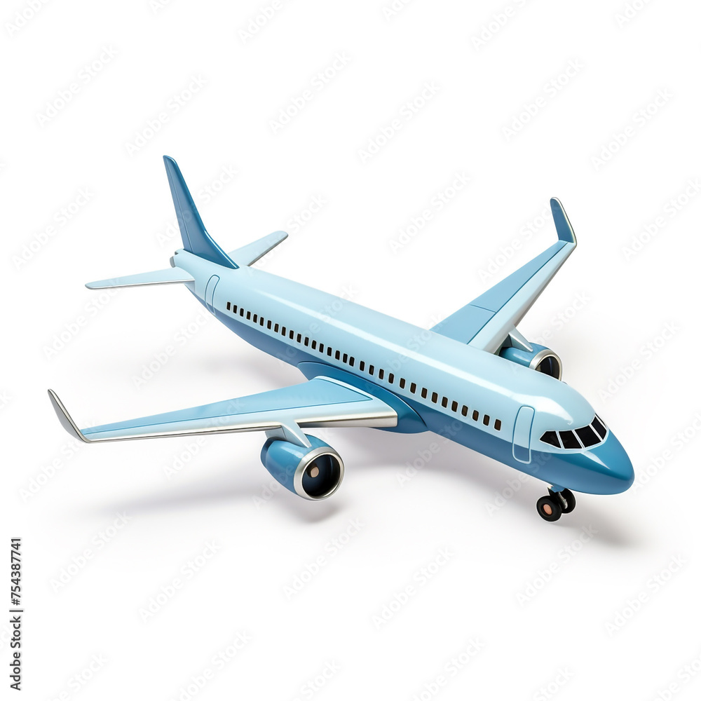 airplane, 3D model in minimalism on a white background сreated with Generative Ai airplane, 3D model in minimalism on a white background сreated with Generative Ai