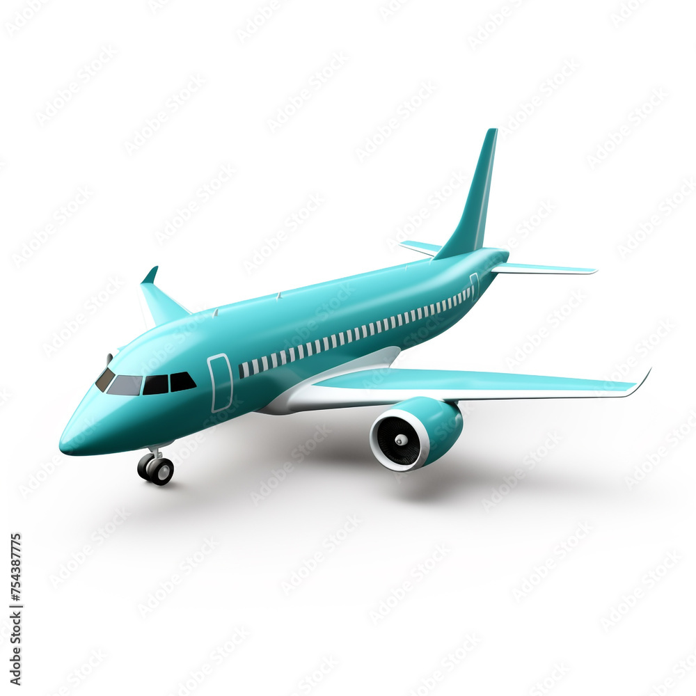 airplane, 3D model in minimalism on a white background сreated with Generative Ai airplane, 3D model in minimalism on a white background сreated with Generative Ai
