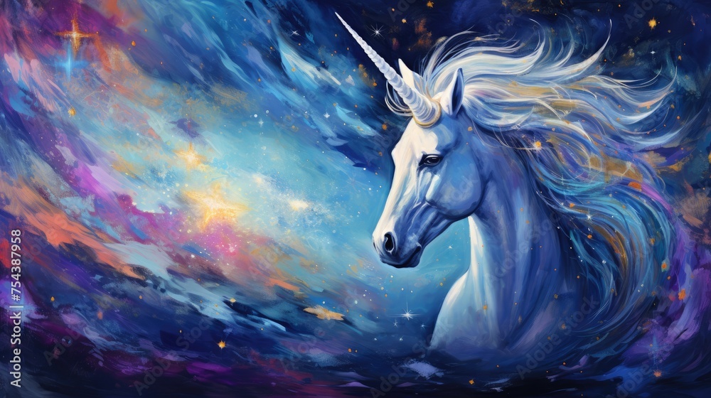 Beautiful unicorn, rainbow background with winged unicorn silhouette with stars. Magic fantasy world Beautiful unicorn, rainbow background with winged unicorn silhouette with stars. Magic fantasy world