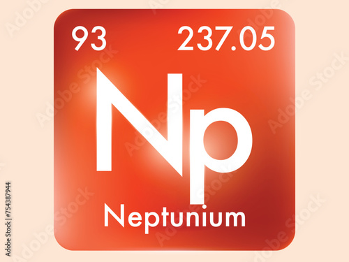 Neptunium icon style concept on Periodic table