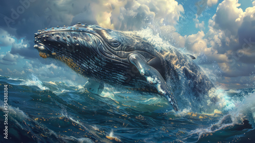 Whale under the sea generative ai © JKLoma