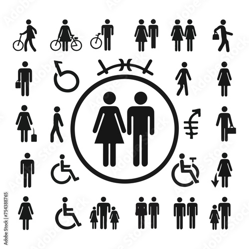 set of icons male female symbols silhouttes