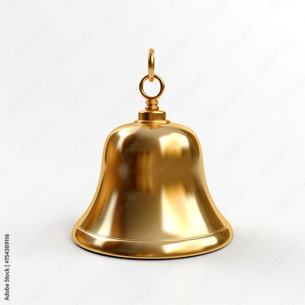 golden bell, 3D model in minimalism, white background сreated with Generative Ai golden bell, 3D model in minimalism, white background сreated with Generative Ai