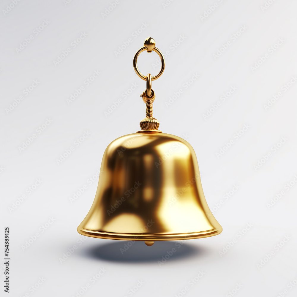 golden bell, 3D model in minimalism, white background сreated with Generative Ai golden bell, 3D model in minimalism, white background сreated with Generative Ai