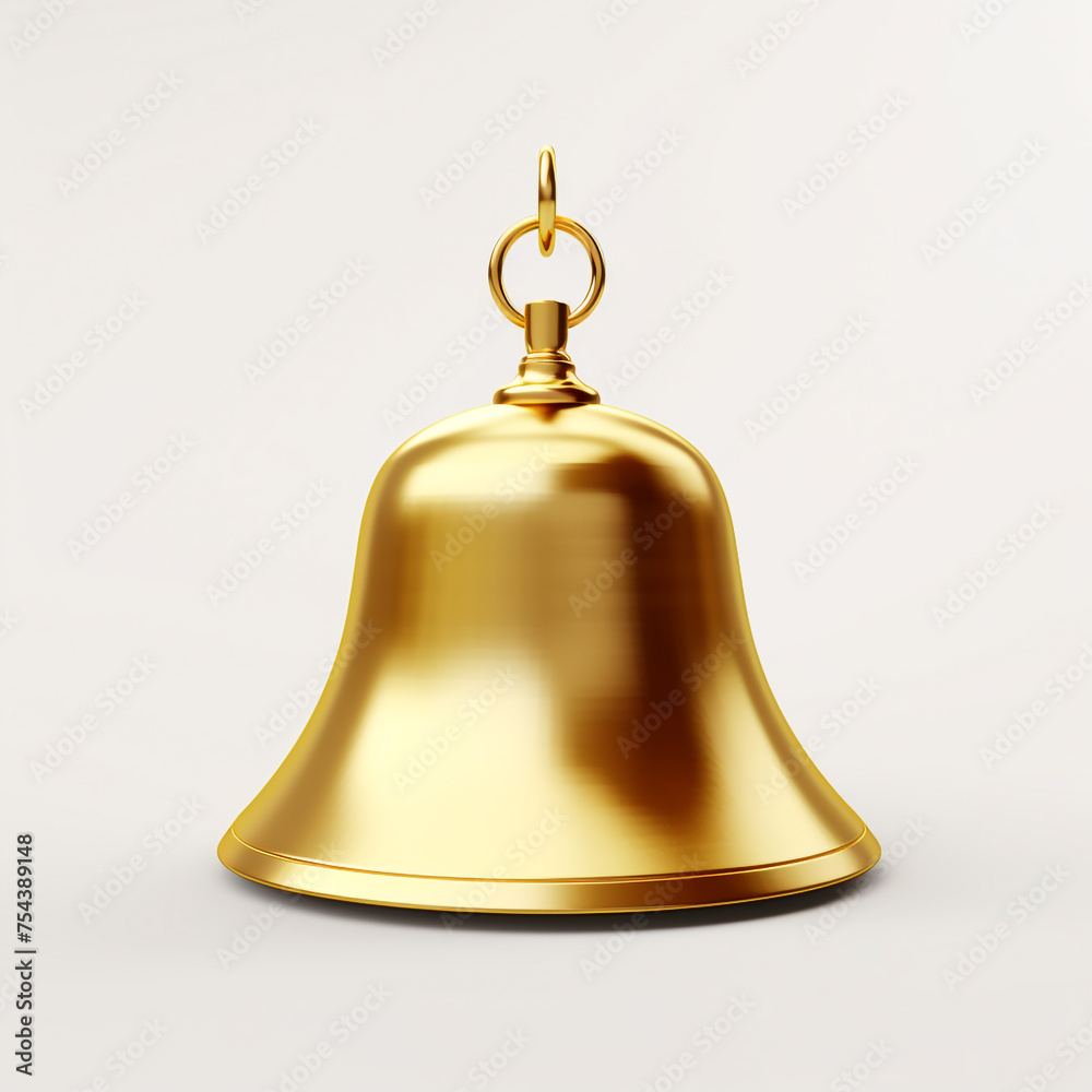 golden bell, 3D model in minimalism, white background сreated with Generative Ai golden bell, 3D model in minimalism, white background сreated with Generative Ai