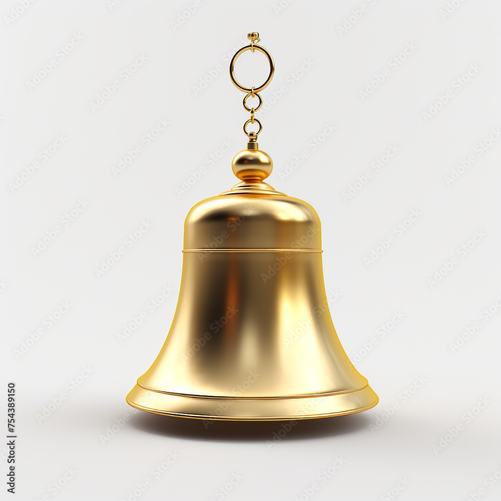 golden bell, 3D model in minimalism, white background сreated with Generative Ai golden bell, 3D model in minimalism, white background сreated with Generative Ai