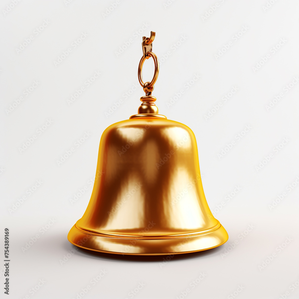 golden bell, 3D model in minimalism, white background сreated with Generative Ai golden bell, 3D model in minimalism, white background сreated with Generative Ai