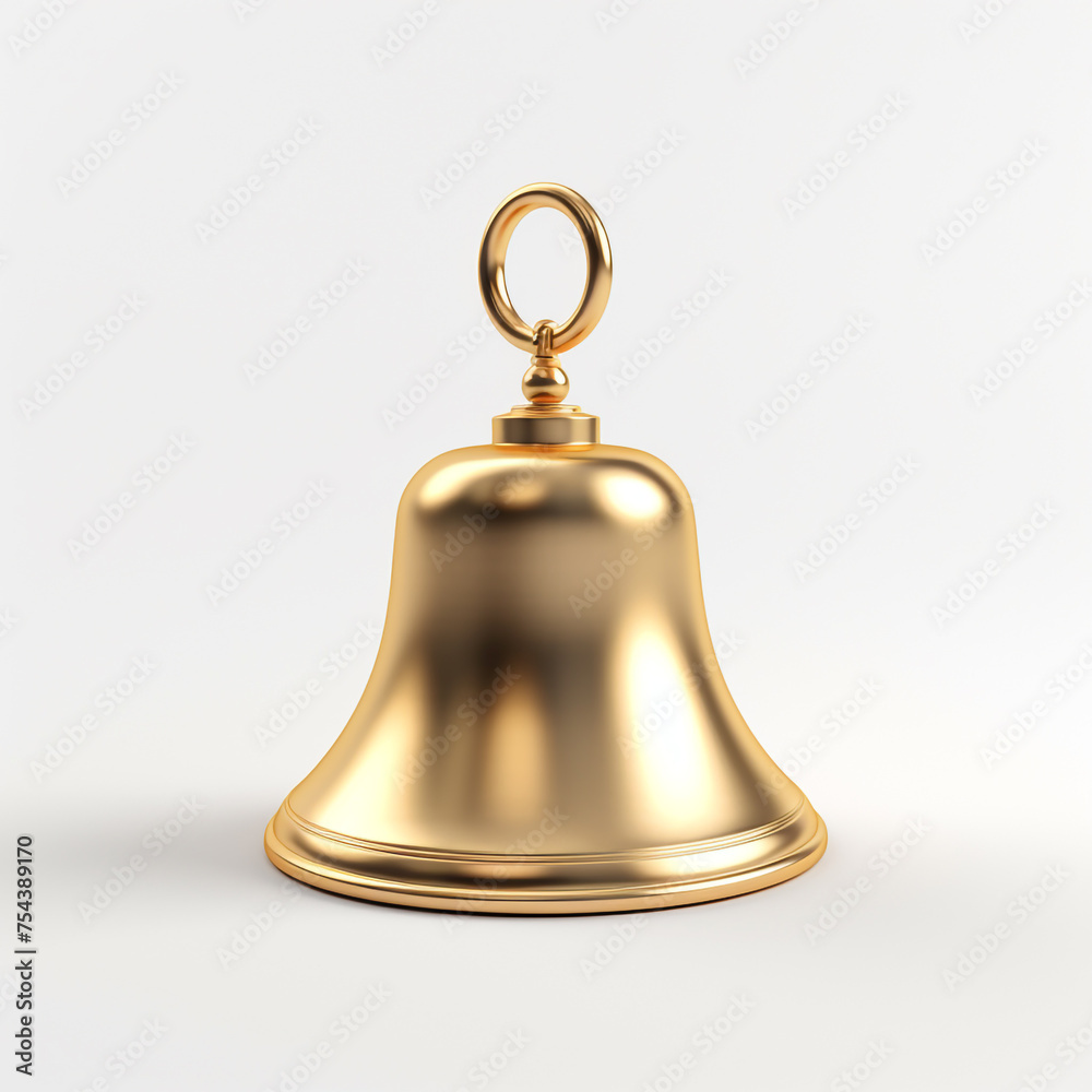golden bell, 3D model in minimalism, white background сreated with Generative Ai golden bell, 3D model in minimalism, white background сreated with Generative Ai