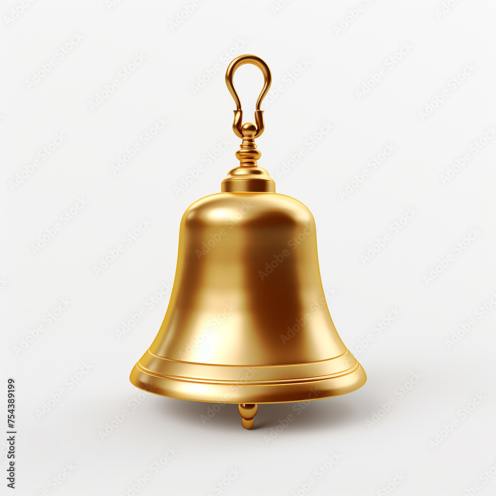 golden bell, 3D model in minimalism, white background сreated with Generative Ai golden bell, 3D model in minimalism, white background сreated with Generative Ai