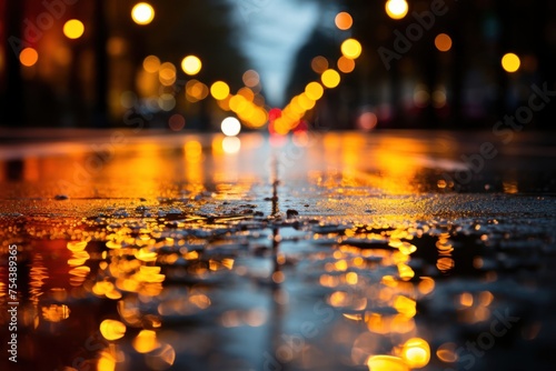 Wet Street With Reflecting Lights Generative AI